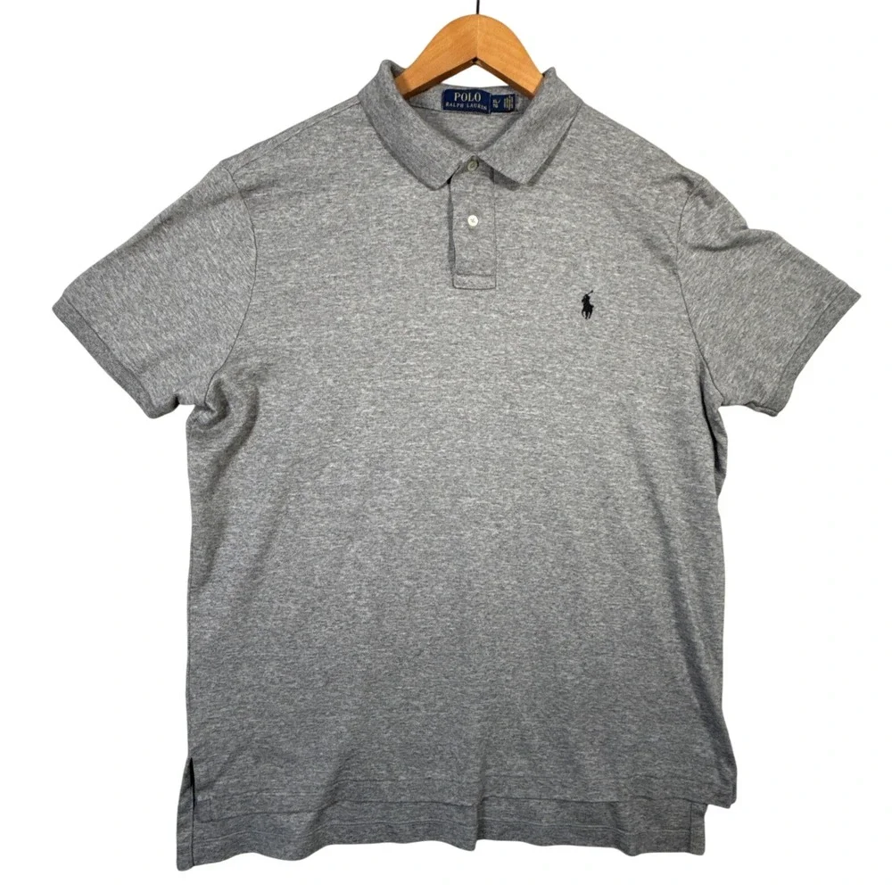 Polo Ralph Lauren Polo Shirt Men XL Heather Gray Casual Athleisure Golf Blk Pony